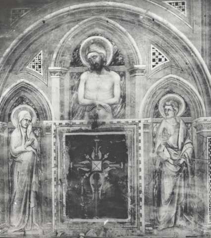 Anonimo — Guariento - sec. XIV - Cristo in pietà tra la Madonna e san Giovanni Evangelista — insieme
